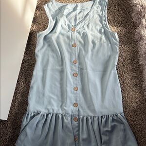 Light Blue Sleeveless Button-Down Dress